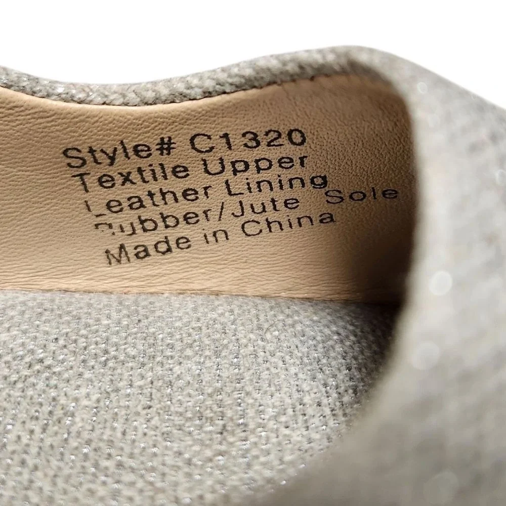 J Crew Espadrille Wedge Platform Metallic Canvas Cream Gold 9 Preppy Coquette